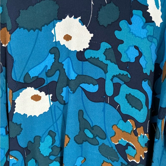 Marimekko Flowy Blue Teal Floral V-Neck Tunic - Picture 4 of 4